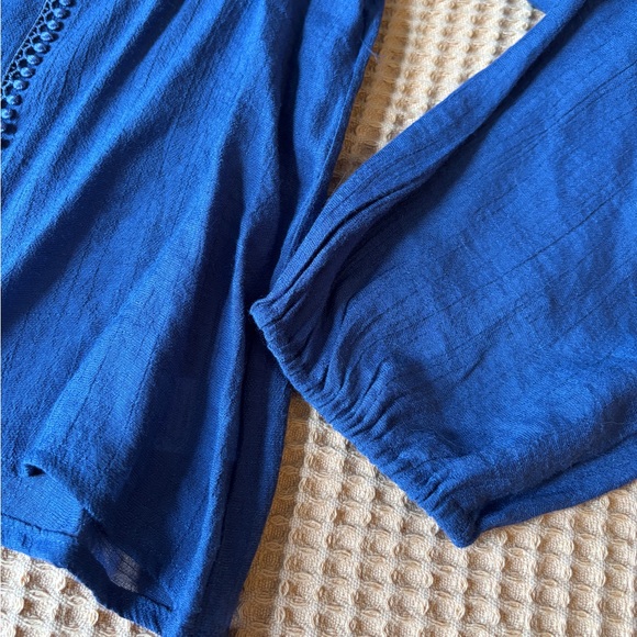 NWOT Bohemian Embroidered Balloon Sleeve Blue Counterparts Blouse | Women’s XL - Picture 7 of 14